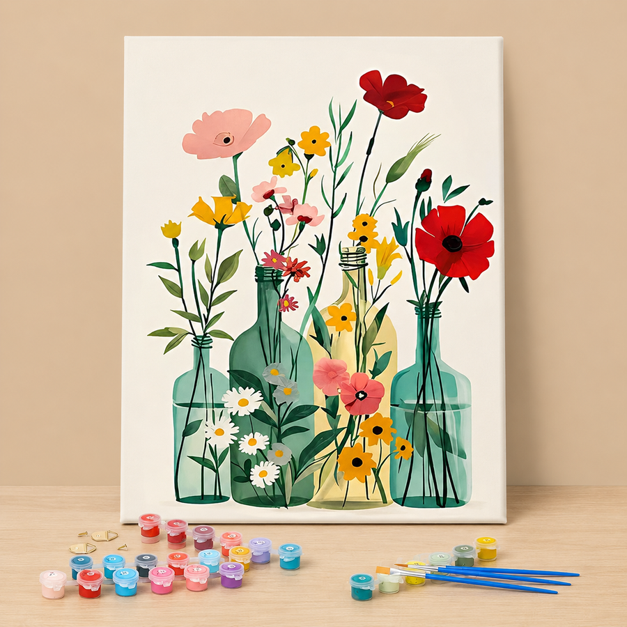 Paint By Numbers Kit - Wildflowers in Vases 8inx12in