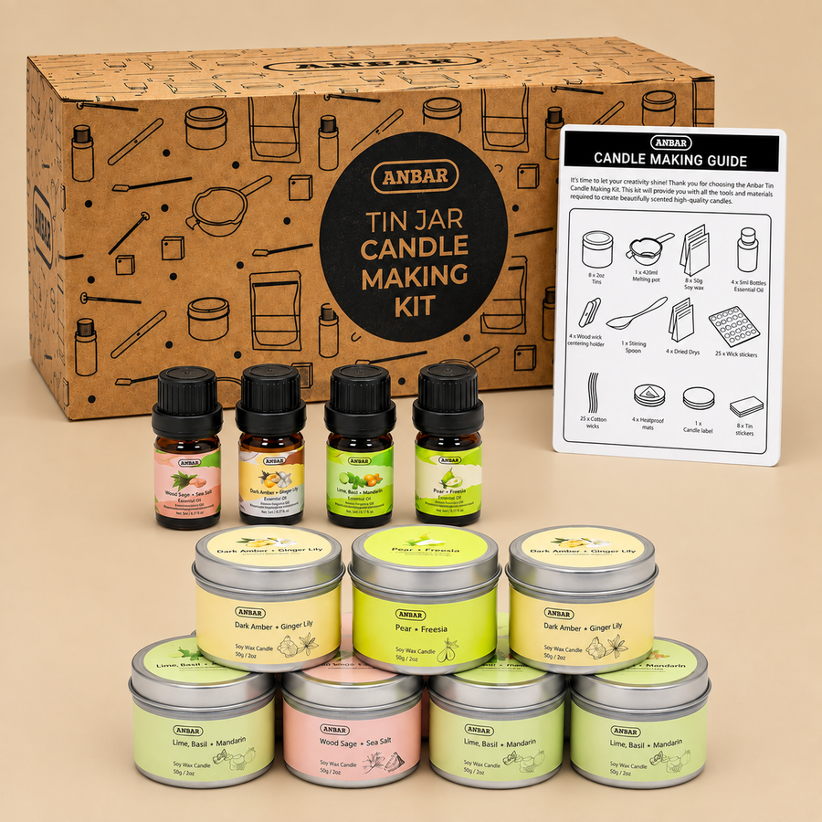 Anbar Complete DIY Candle Making Kit for Adults with 8 Aluminum Tins