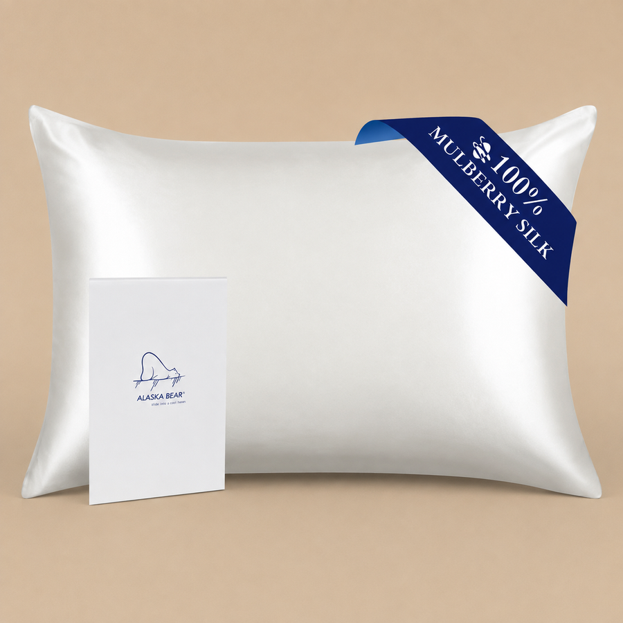 ALASKA BEAR 100% Mulberry Silk Pillowcase 50x75cm - White Ivory
