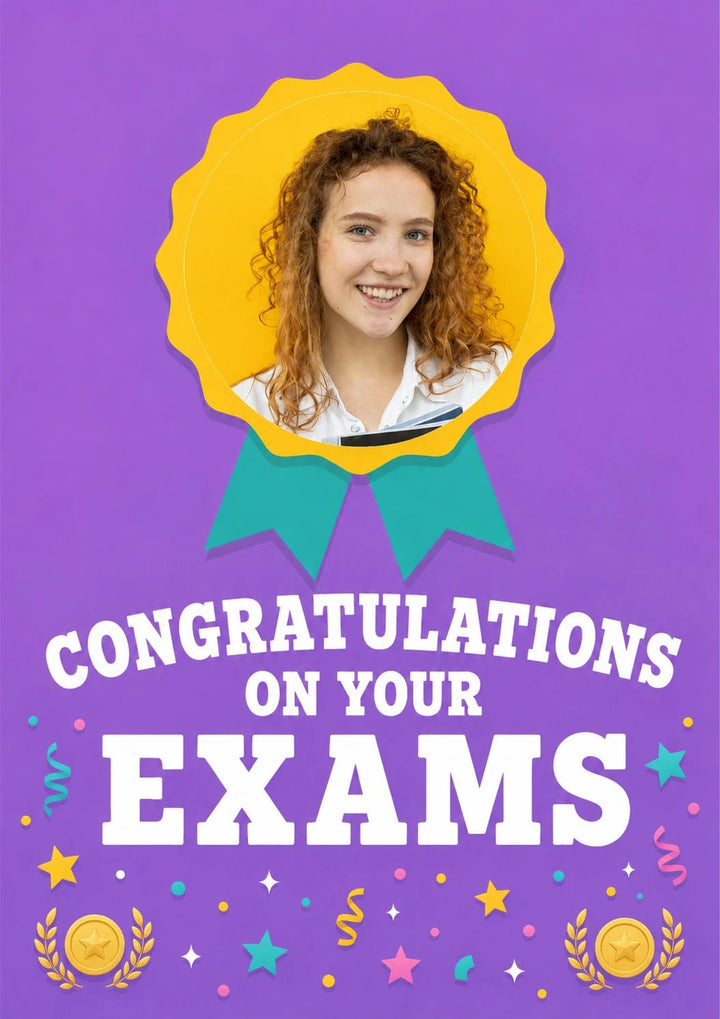 Gold Rosette Medal Photo Upload Congratulations Card for Her