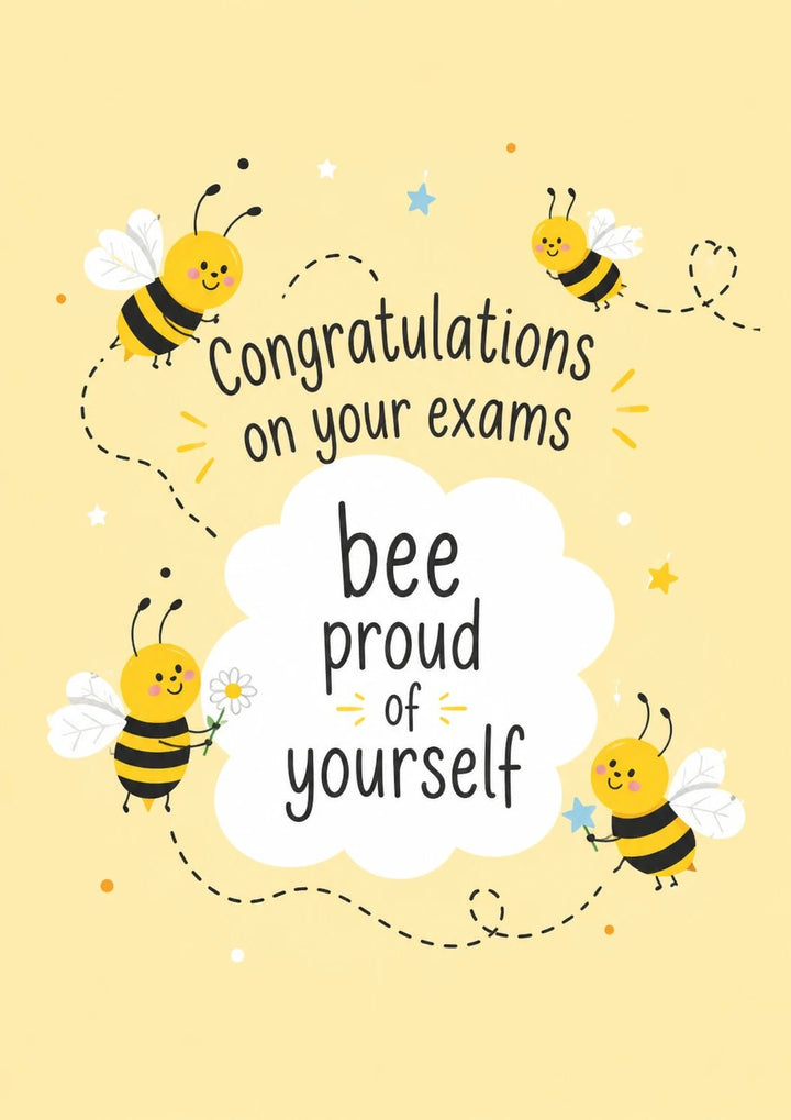 Cute Bee Pun Exam Congratulations Card
