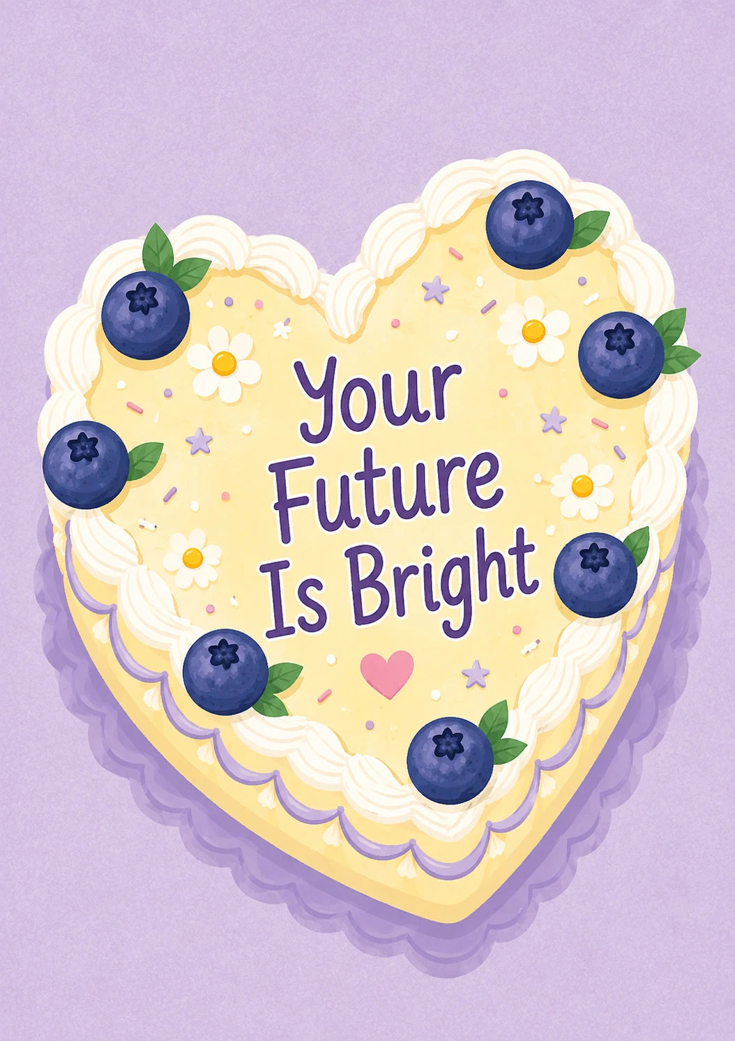 Heart-Shaped Blueberry Cake Your Future Is Bright Congratulations Card