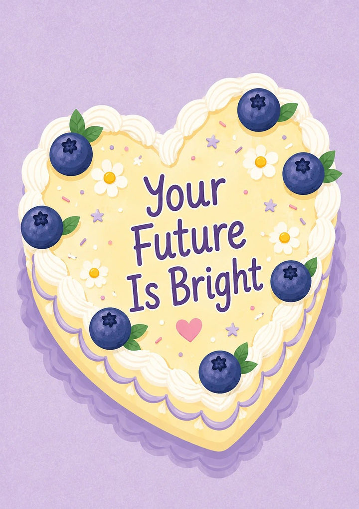 Heart-Shaped Blueberry Cake Your Future Is Bright Congratulations Card