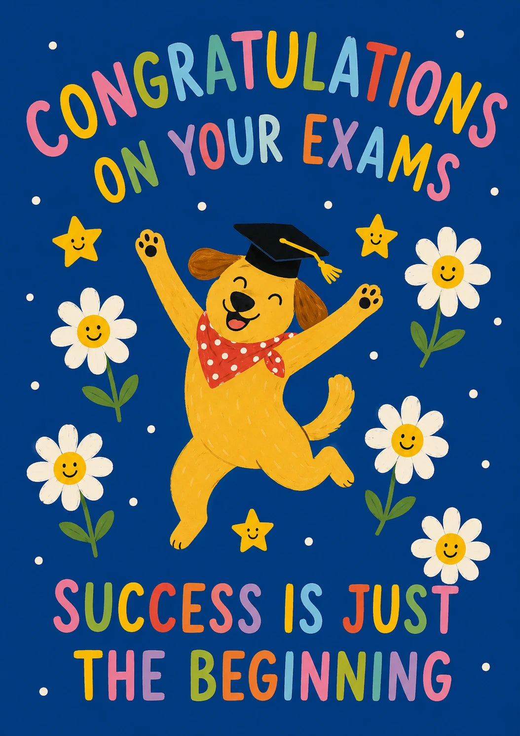Cute Graduating Dog Congratulations on Your Exams Card