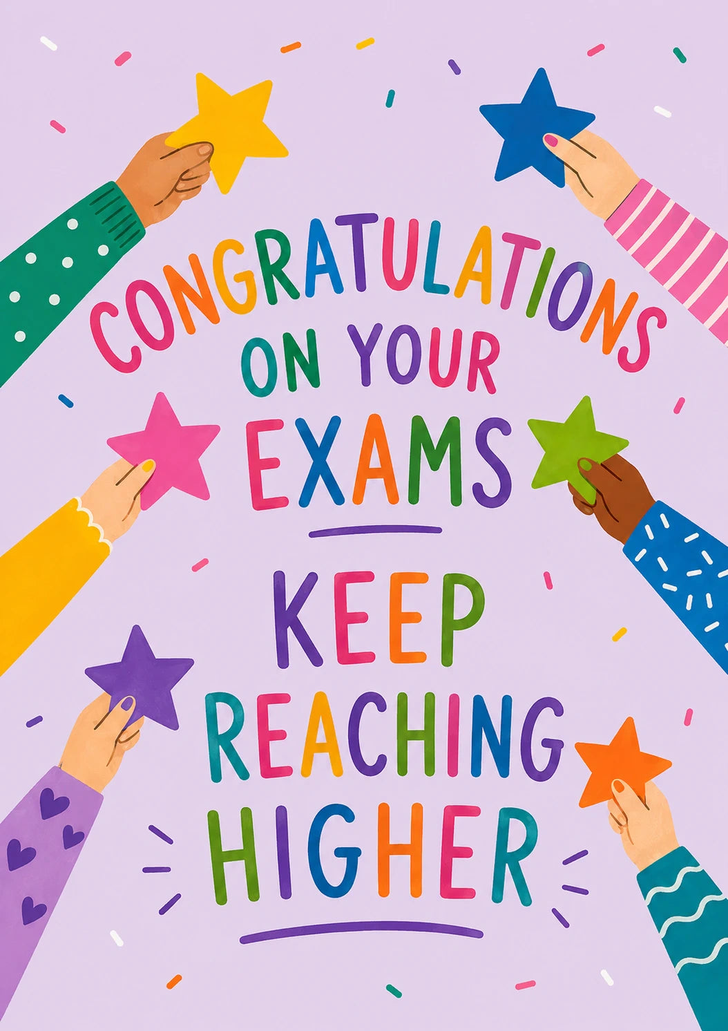 Colourful Stars Keep Reaching Higher Congratulations Card