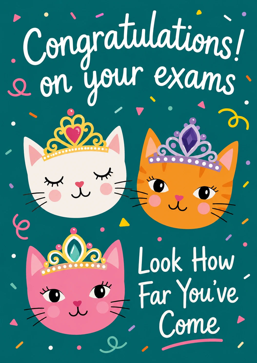 Cute Princess Crown Cats Congratulations Card for Her