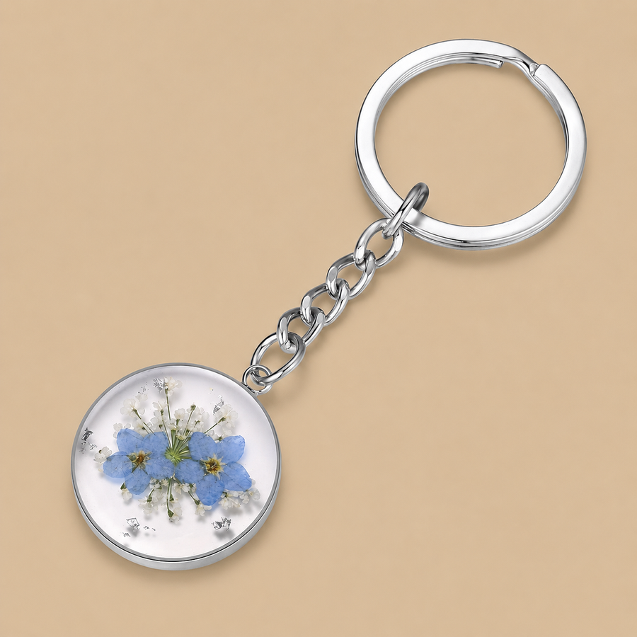 Pressed Forget-me-not Keychain Charm