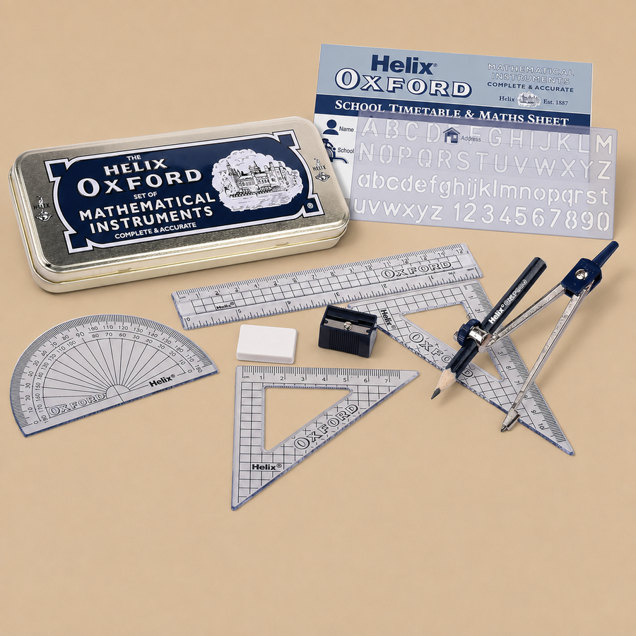 Helix Oxford 10-Piece Maths Set with Storage Tin