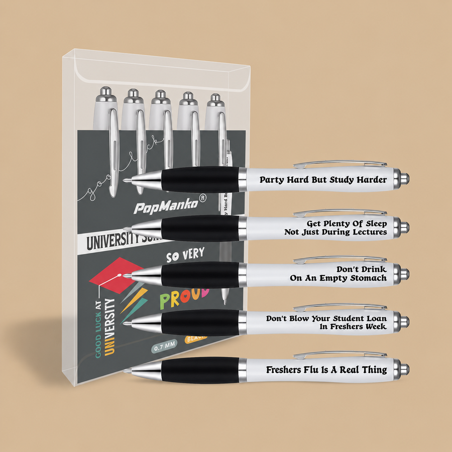 PopManko Store 4pc Ballpoint Pen for University Gift Set - Black