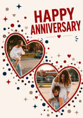 Load image into Gallery viewer, Confetti Hearts Two Photo Upload Anniversary Card for Her
