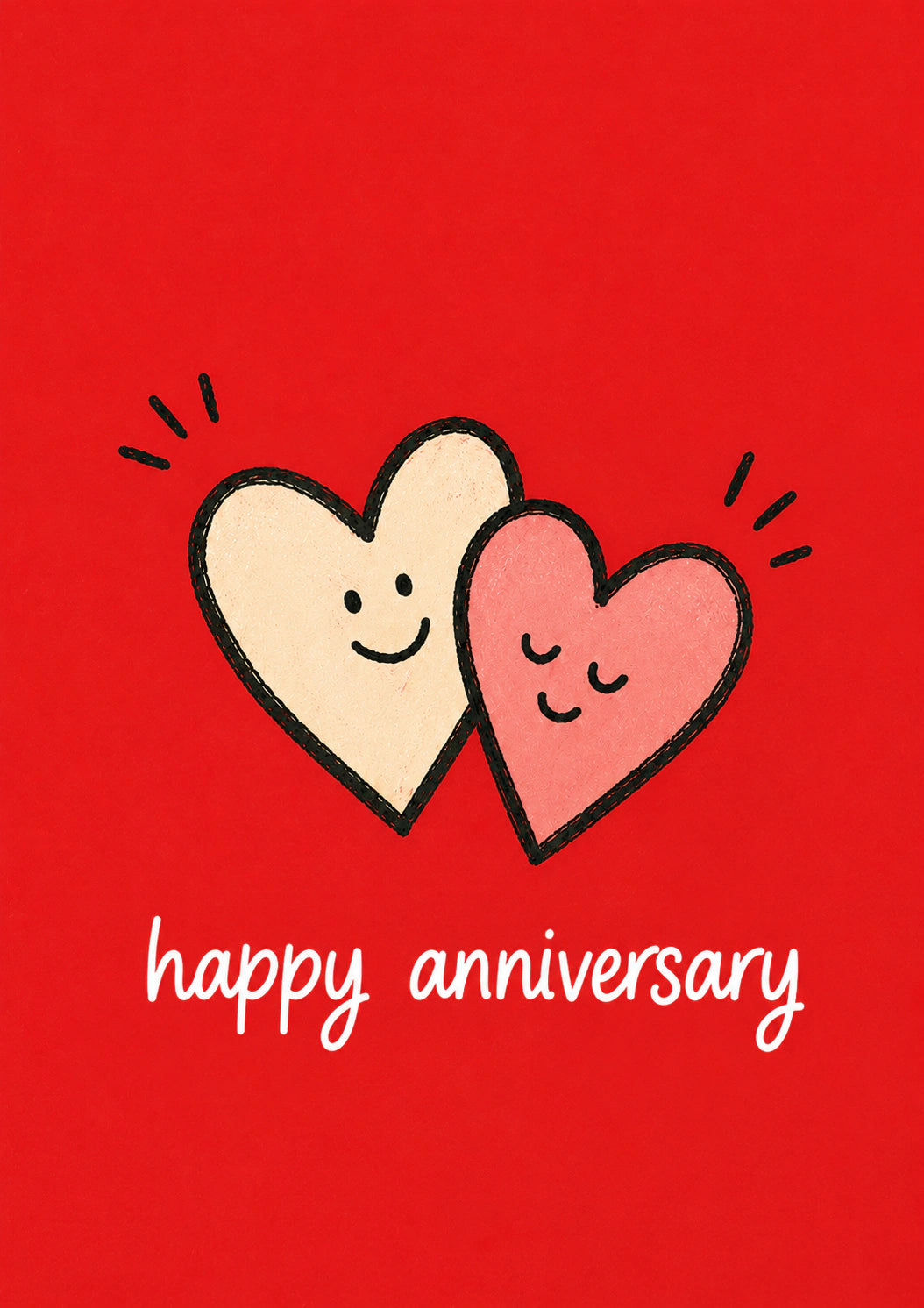 Cute Cartoon Hearts Happy Anniversary Card for Him