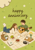 Load image into Gallery viewer, Couple Picnic Guitar Serenade Anniversary Card for Her
