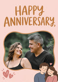 Load image into Gallery viewer, Cute Illustrated Couple Photo Upload Anniversary Card
