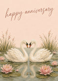 Load image into Gallery viewer, Swans on Lake with Water Lilies Anniversary Card
