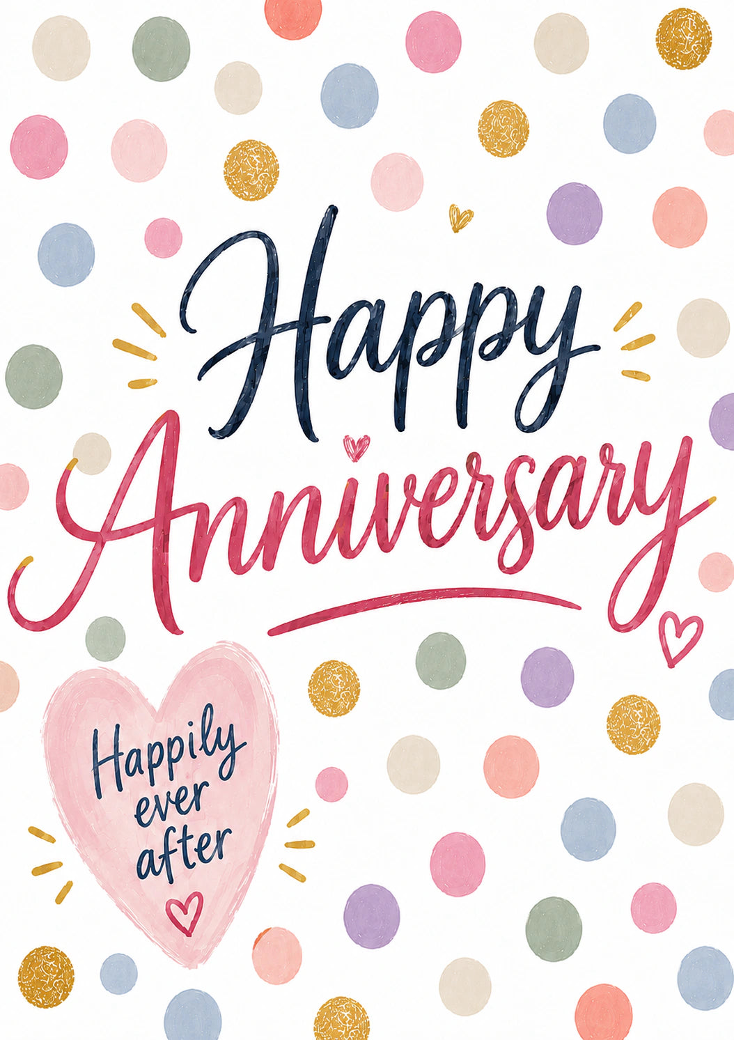Colourful Confetti Dots Happily Ever After Anniversary Card