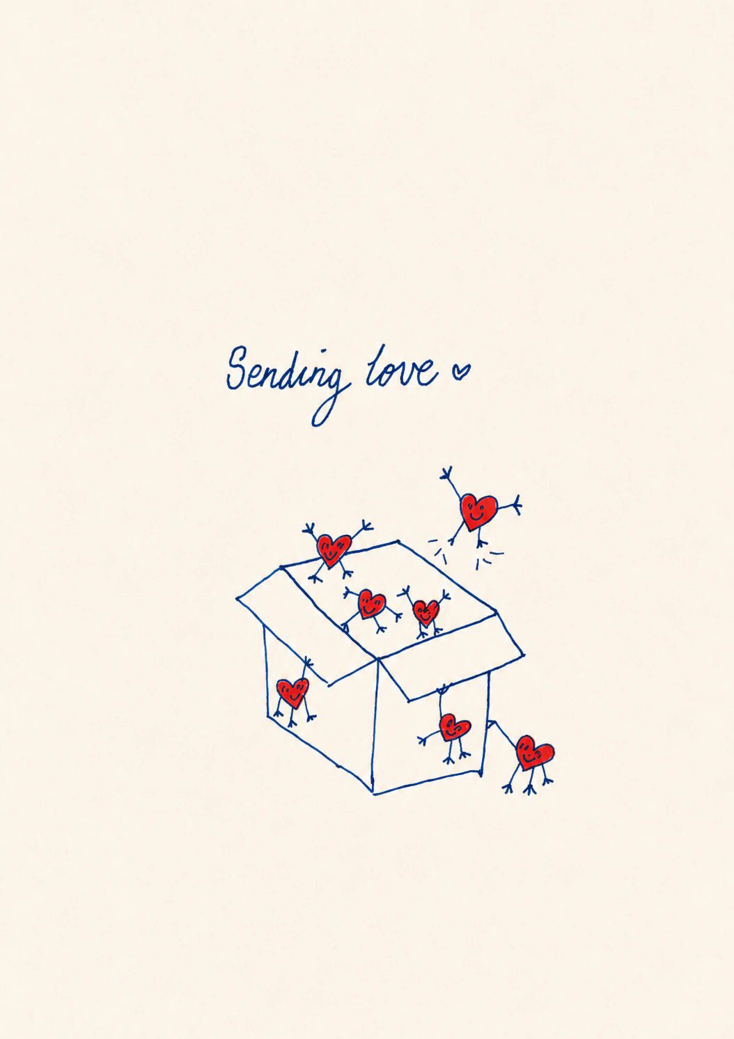 Sending Love Heart Characters Just Because Card