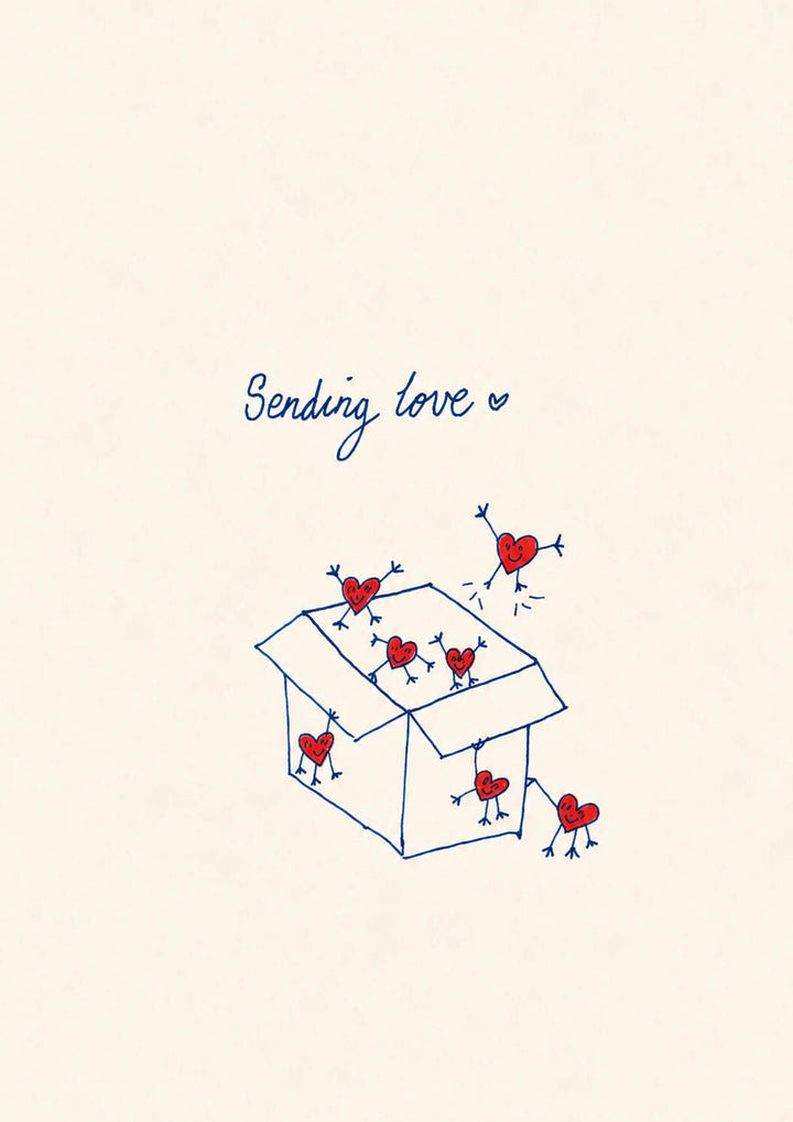 Sending Love Heart Characters Just Because Card