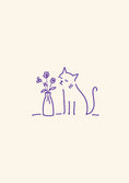 Load image into Gallery viewer, Cute Cat and Flowers Illustrated Birthday Card for Her
