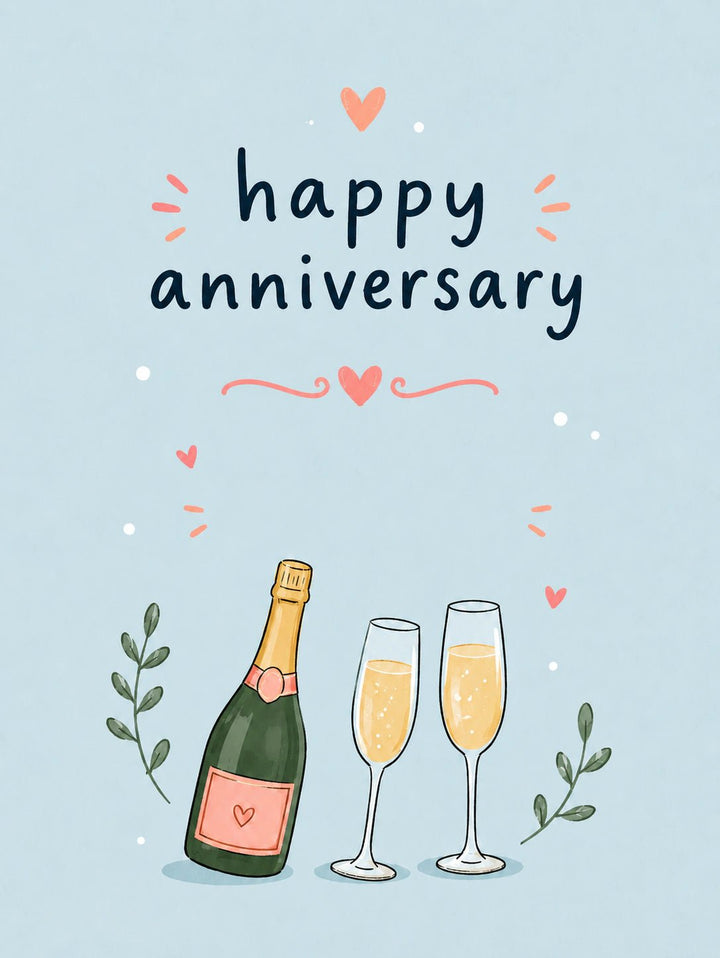 Champagne Glasses Toast Anniversary Card for Cousin