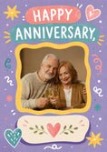 Load image into Gallery viewer, Colourful Doodle Hearts Photo Upload Anniversary Card
