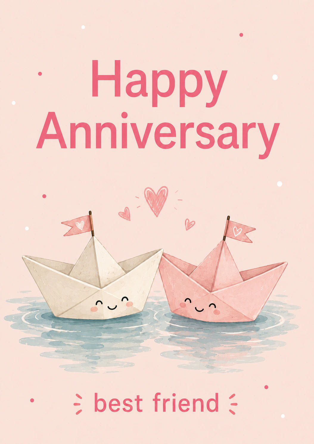 Cute Paper Boats Best Friend Anniversary Card