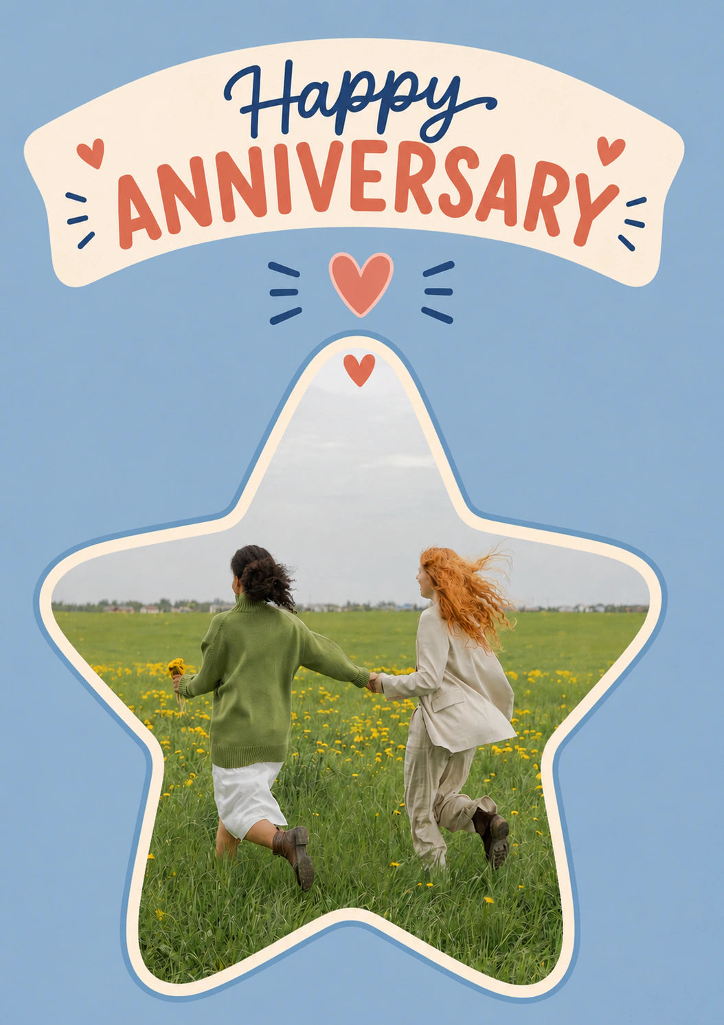 Happy Anniversary Star Frame Photo Upload Anniversary Card