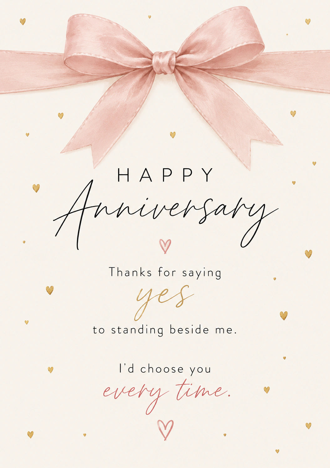 Pink Satin Bow Thanks for Saying Yes Anniversary Card for Her