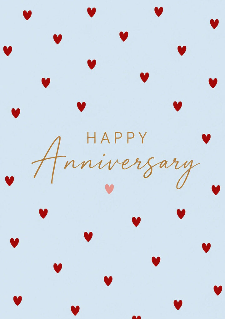 Red Hearts Scatter Happy Anniversary Card for Her