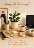 Load image into Gallery viewer, Stylish Desk Scene Happy 4th Anniversary Card for Colleague
