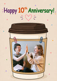 Load image into Gallery viewer, Coffee Cup High Five Photo Upload Anniversary Card
