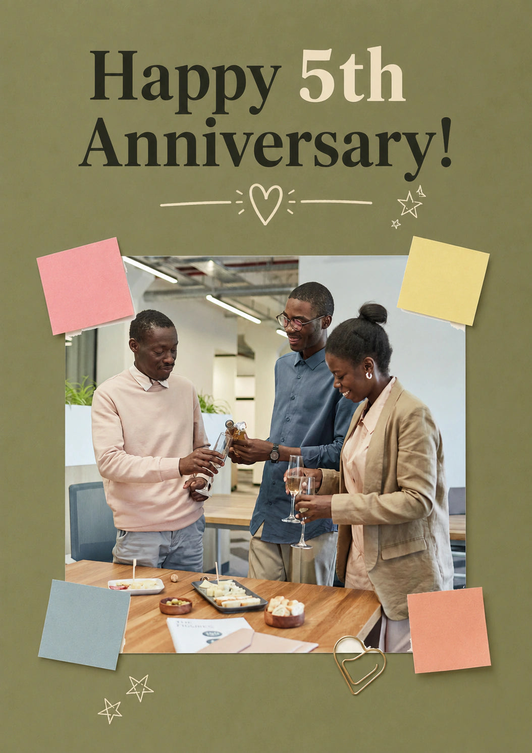 Office Celebration Happy 5th Photo Upload Anniversary Card