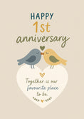 Load image into Gallery viewer, Cute Love Birds 1st Anniversary Card for Couple
