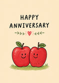 Load image into Gallery viewer, Cute Smiling Apple Couple Happy Anniversary Card
