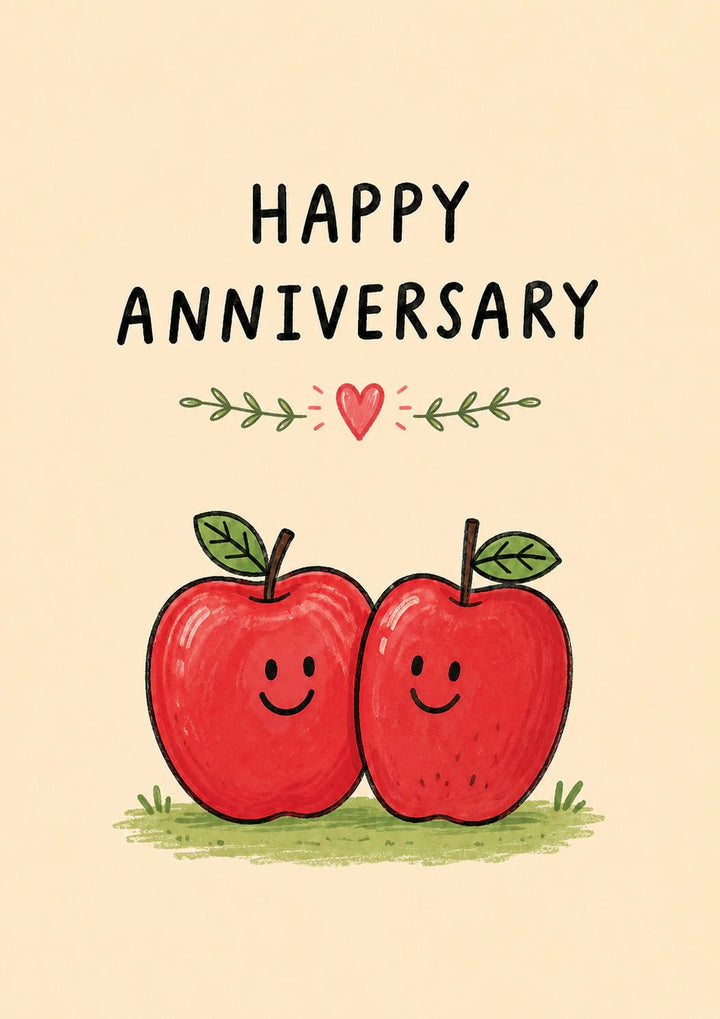 Cute Smiling Apple Couple Happy Anniversary Card