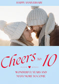 Load image into Gallery viewer, Cheers to 10 Wonderful Years Photo Upload Anniversary Card
