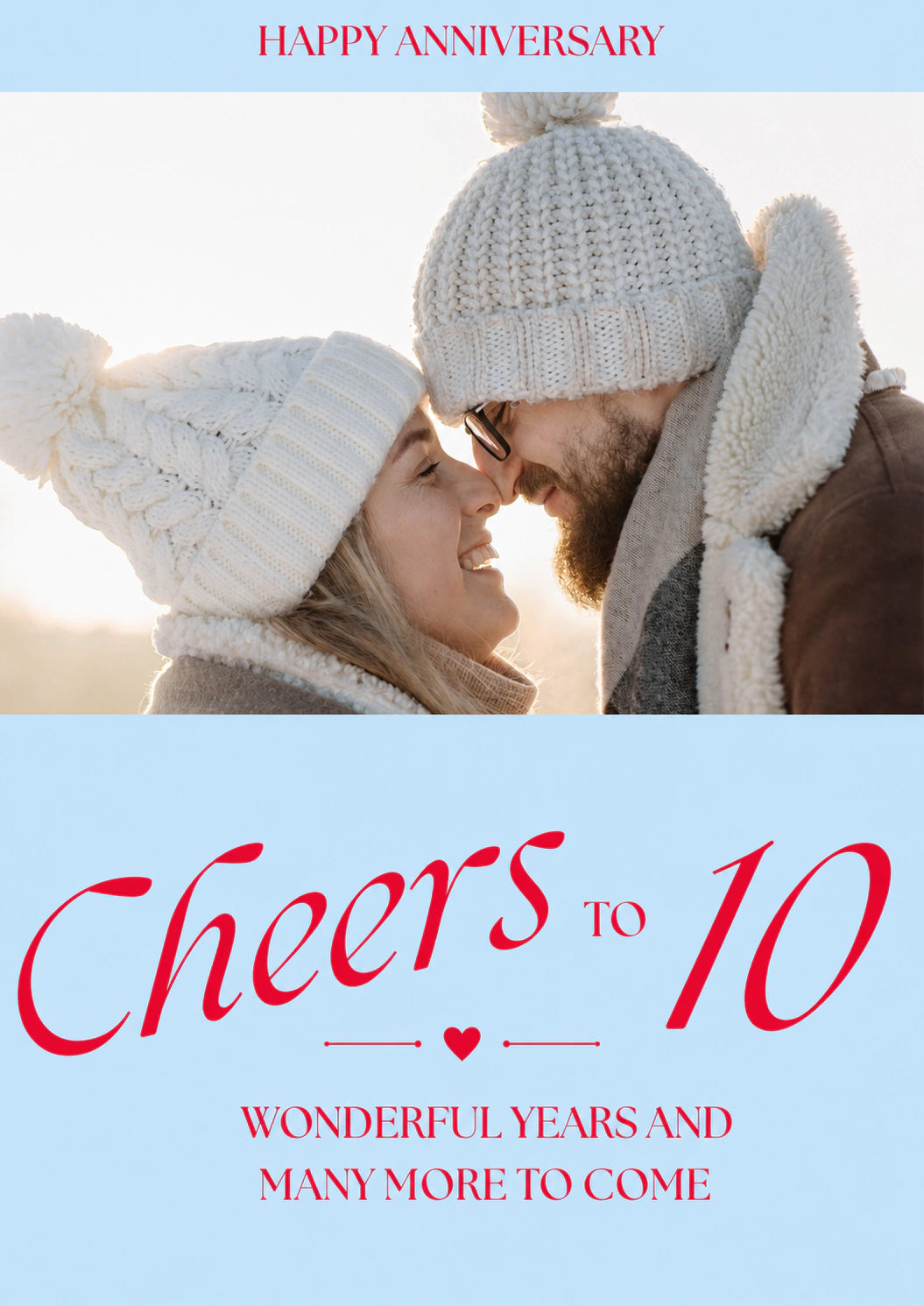 Cheers to 10 Wonderful Years Photo Upload Anniversary Card