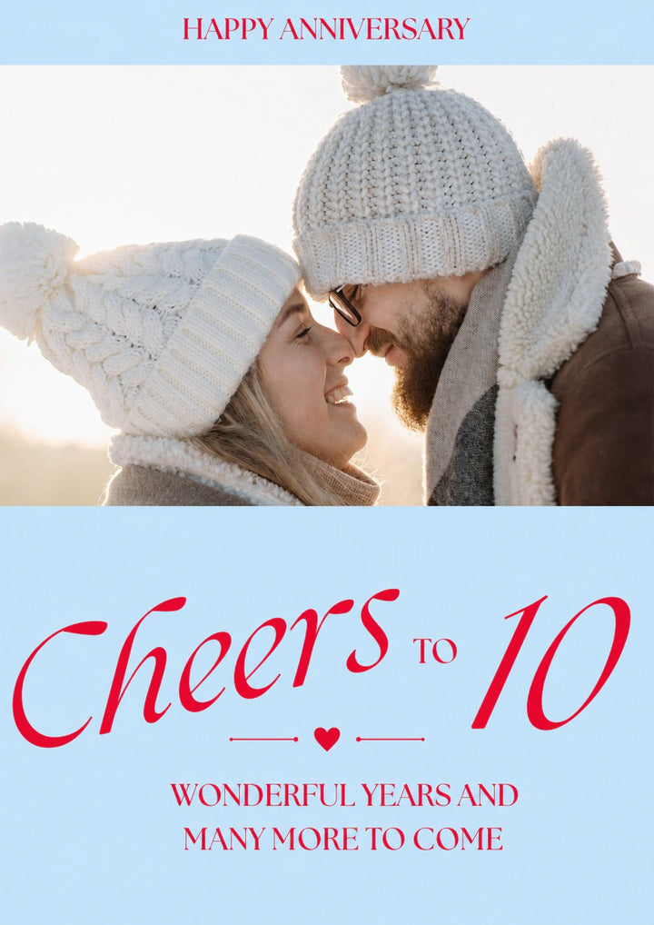 Cheers to 10 Wonderful Years Photo Upload Anniversary Card
