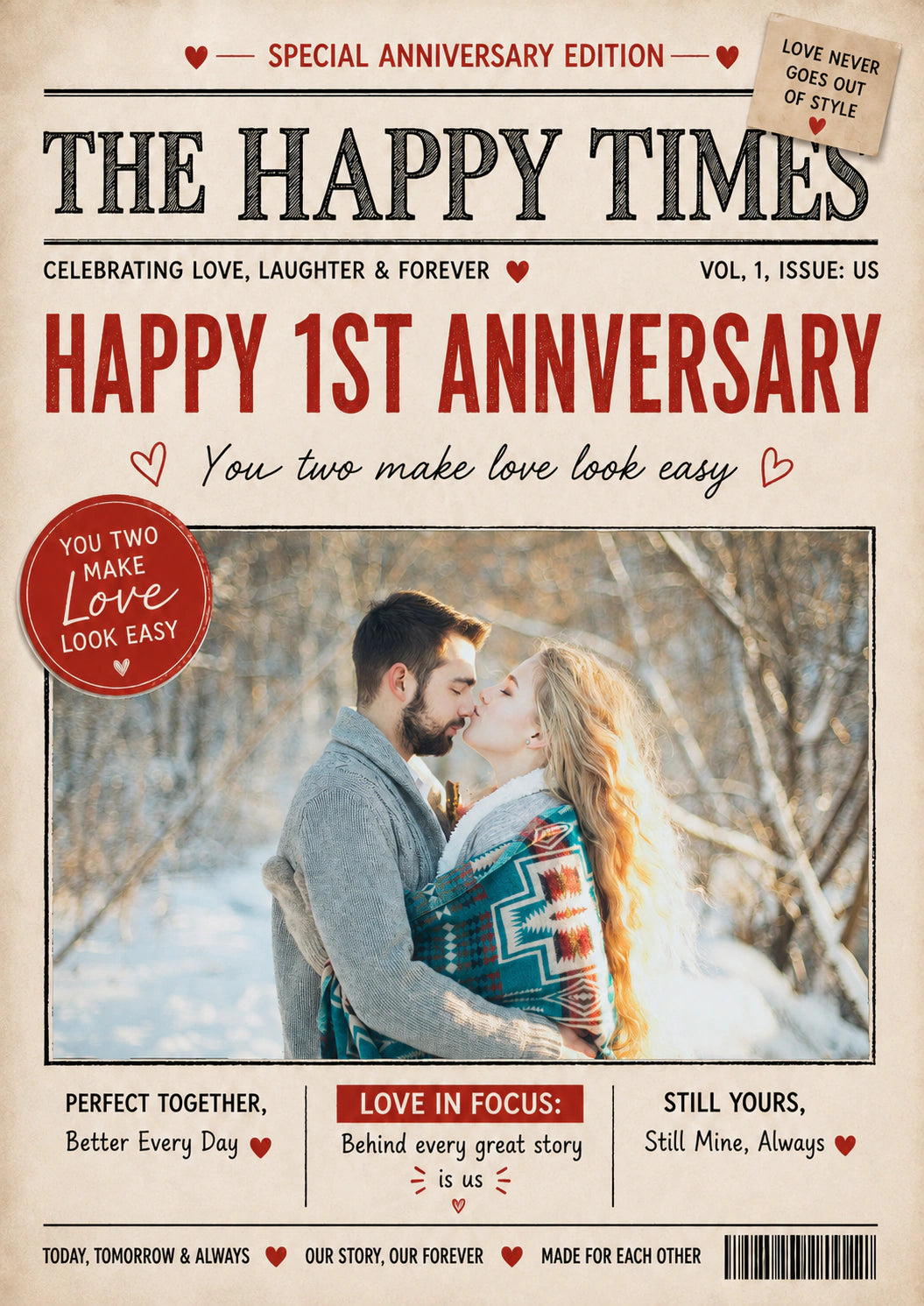 Newspaper Front Page Photo Upload Anniversary Card
