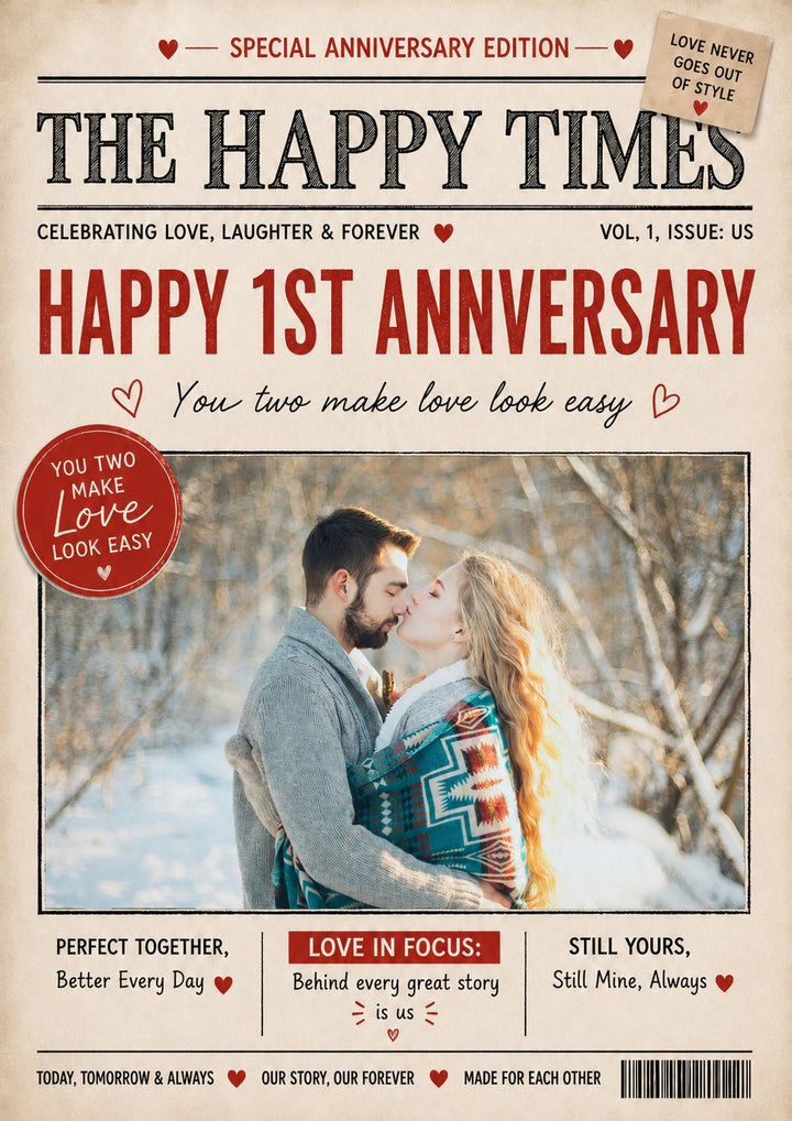 Newspaper Front Page Photo Upload Anniversary Card
