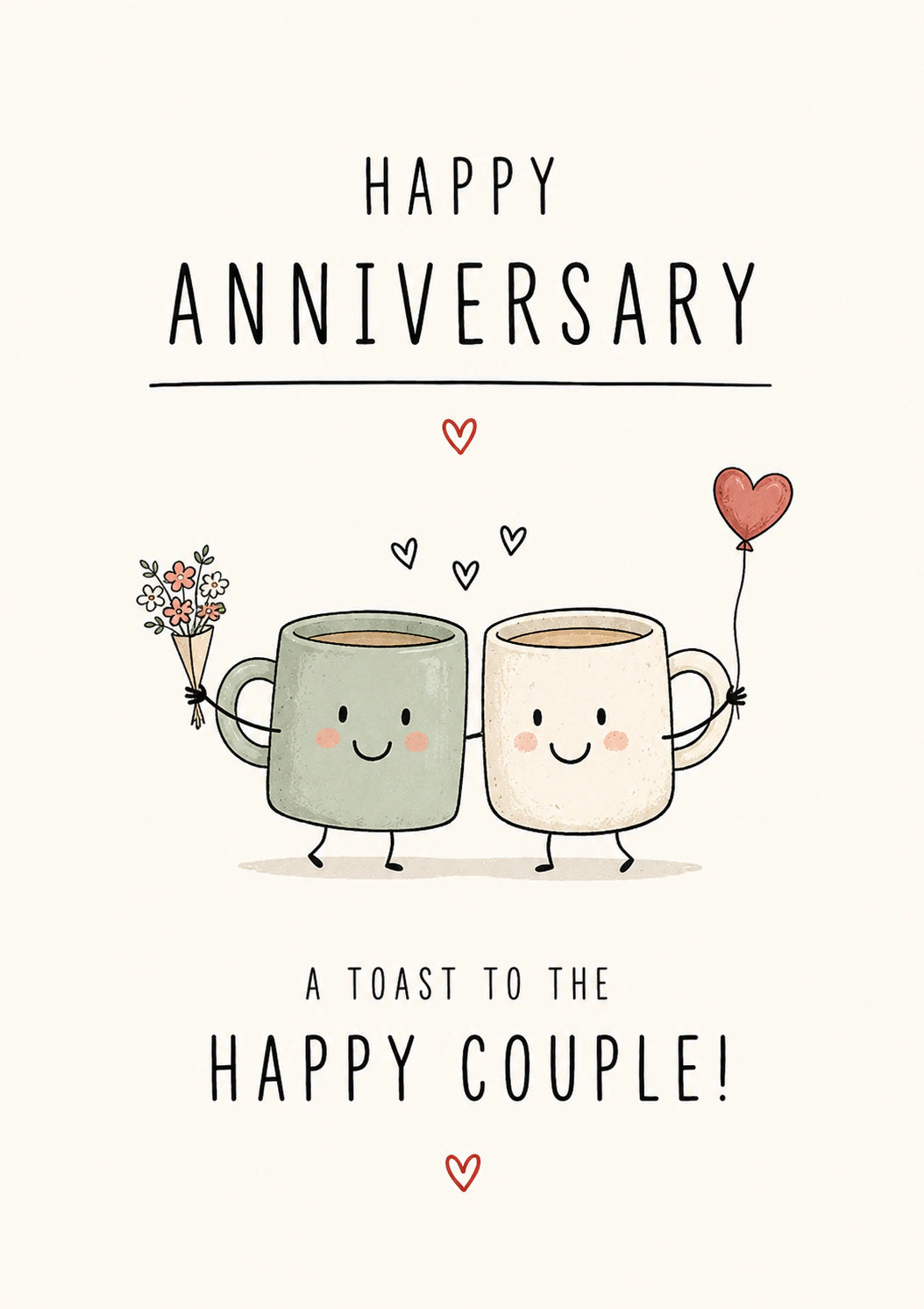 Cute Mug Couple Happy Anniversary Card for Brother