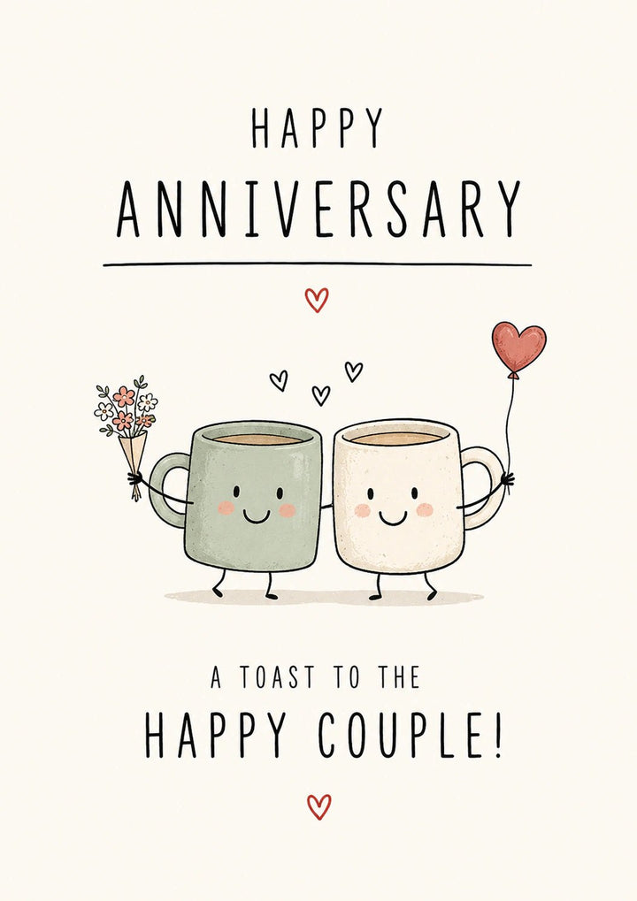 Cute Mug Couple Happy Anniversary Card for Brother