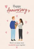 Load image into Gallery viewer, Couple With Flowers Happy Anniversary Card for Her
