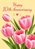 Load image into Gallery viewer, Pink Tulip Bouquet 10th Anniversary Card for Her
