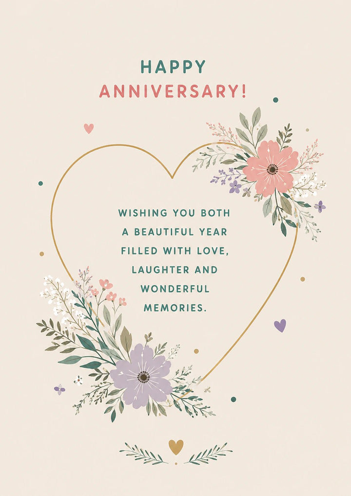 Floral Heart Anniversary Card for Brother and Partner