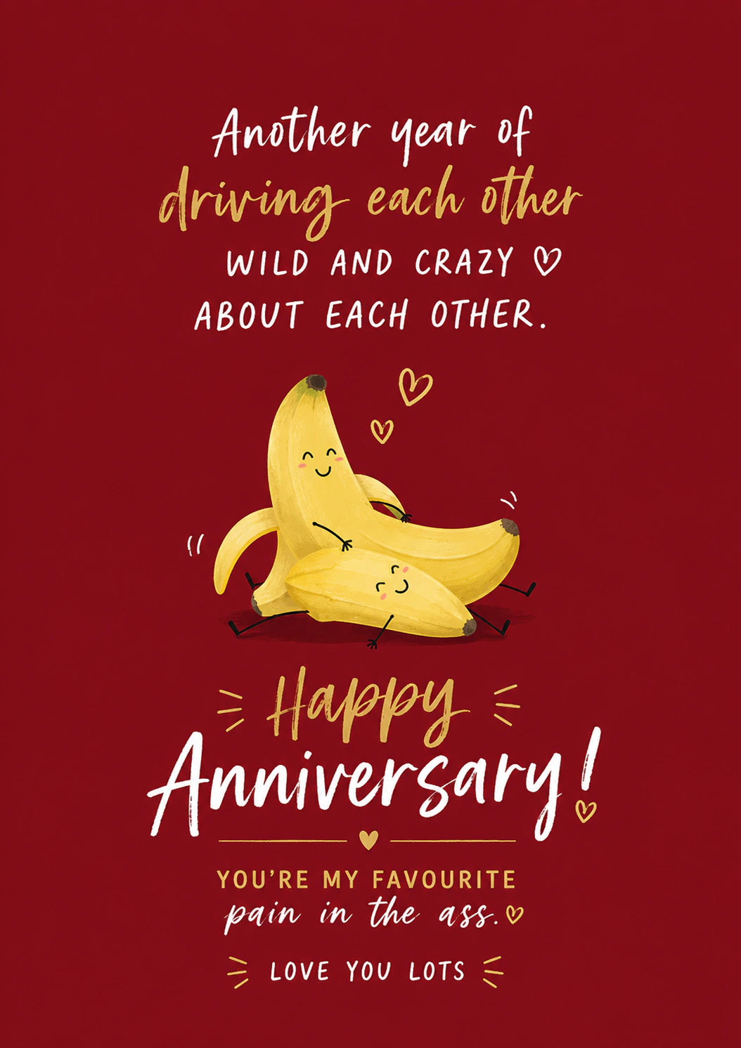 Funny Bananas Going Crazy About Each Other Anniversary Card