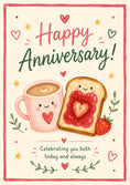 Load image into Gallery viewer, Coffee and Toast Cute Anniversary Card for Her

