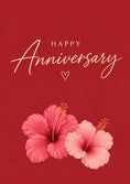 Load image into Gallery viewer, Red Hibiscus Floral Anniversary Card for Her
