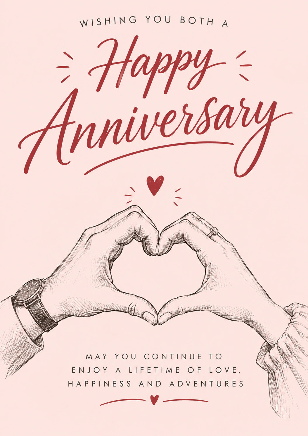 Heart Hands Sketch Happy Anniversary Card