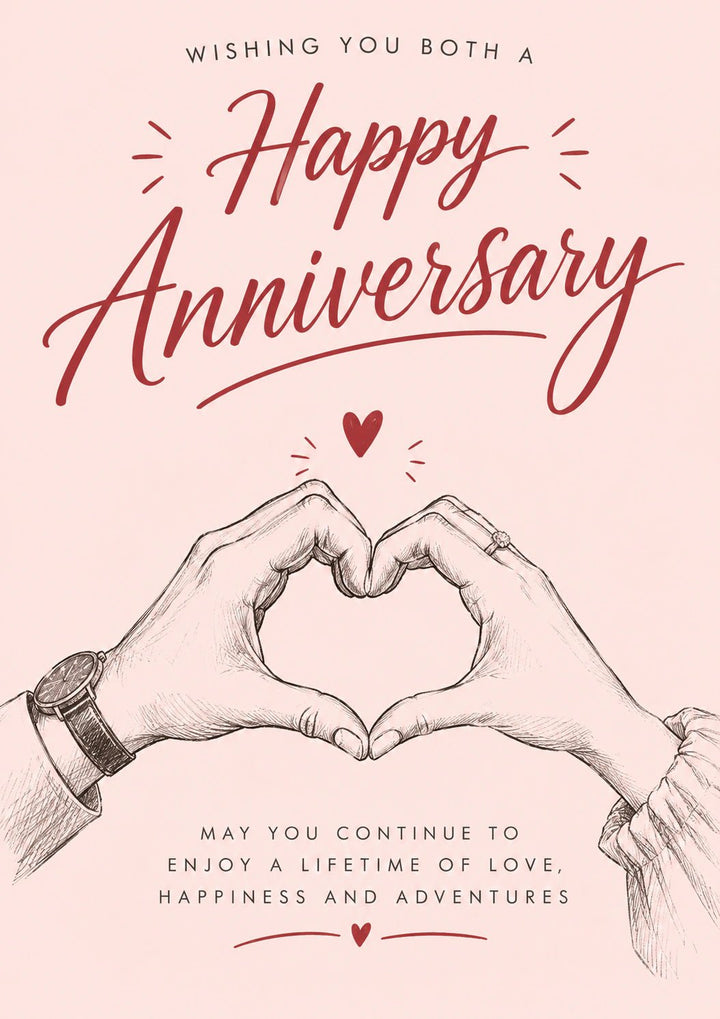 Heart Hands Sketch Happy Anniversary Card