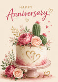 Load image into Gallery viewer, Floral Cactus Cake Happy Anniversary Card for Him
